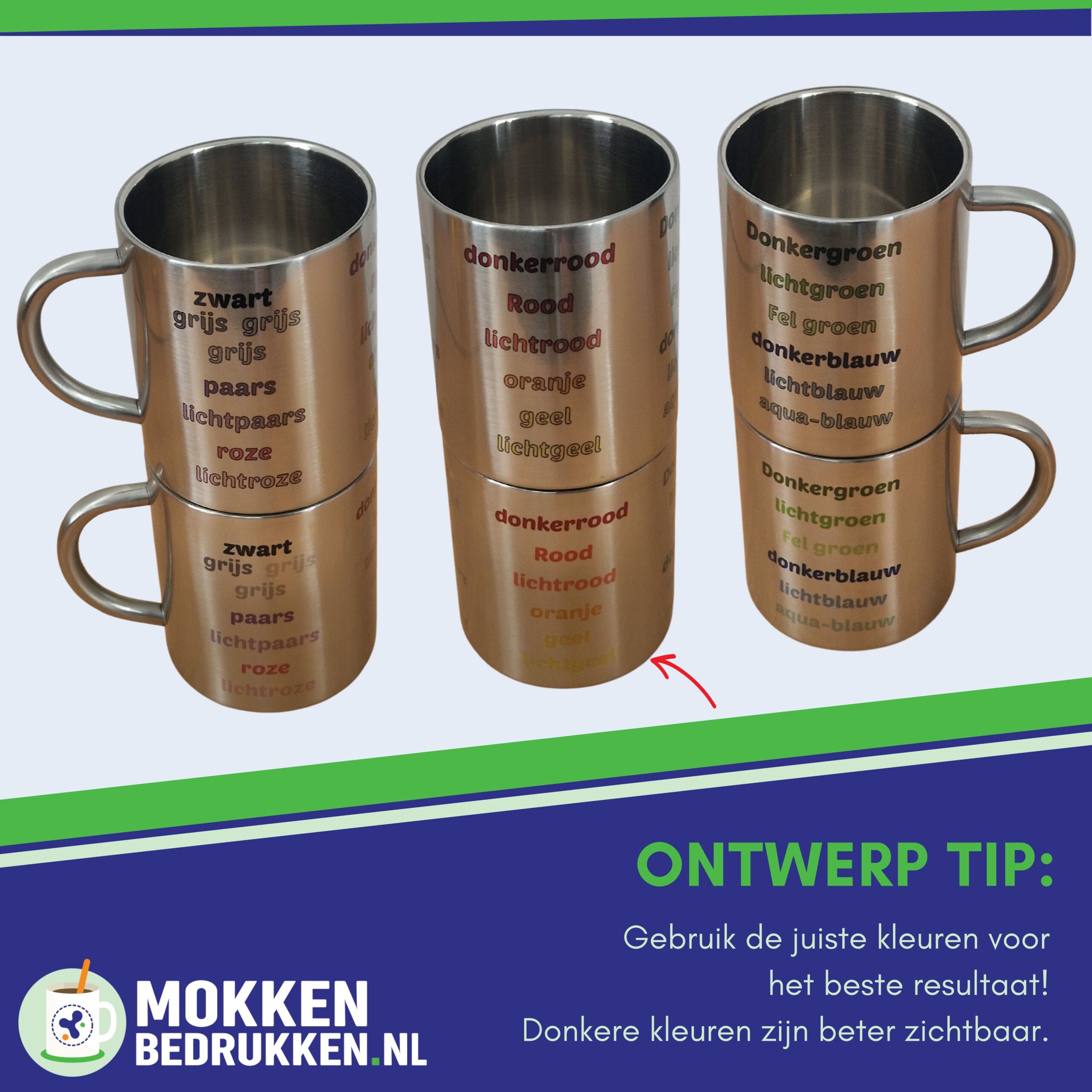 RVS mokken bedrukken met teksten