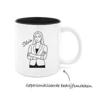 gepersonaliseerde gekleurde mok met naam en ontwerp