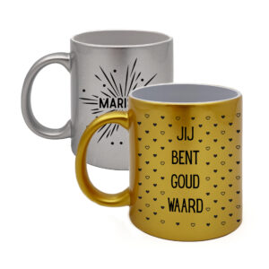 gouden of zilveren metallic mok bedrukken