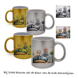 Metallic zilveren of gouden mok met foto