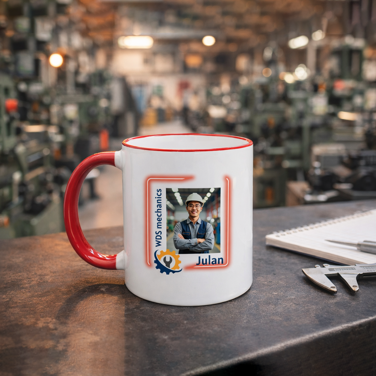 Personeel mokken in verschillende kleuren met foto