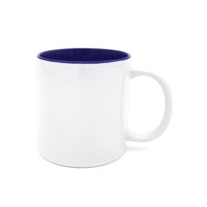 Donkerblauwe navy gekleurde binnenkant mok met jouw logo bedrukken