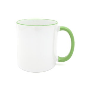 Een vrolijke mok als vrolijk kado met jouw foto op deze lichtgroene mok