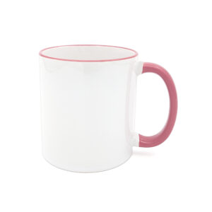 Een roze mok met babyfoto's als kraamkado? Maak hem bij mokkenbedrukken.